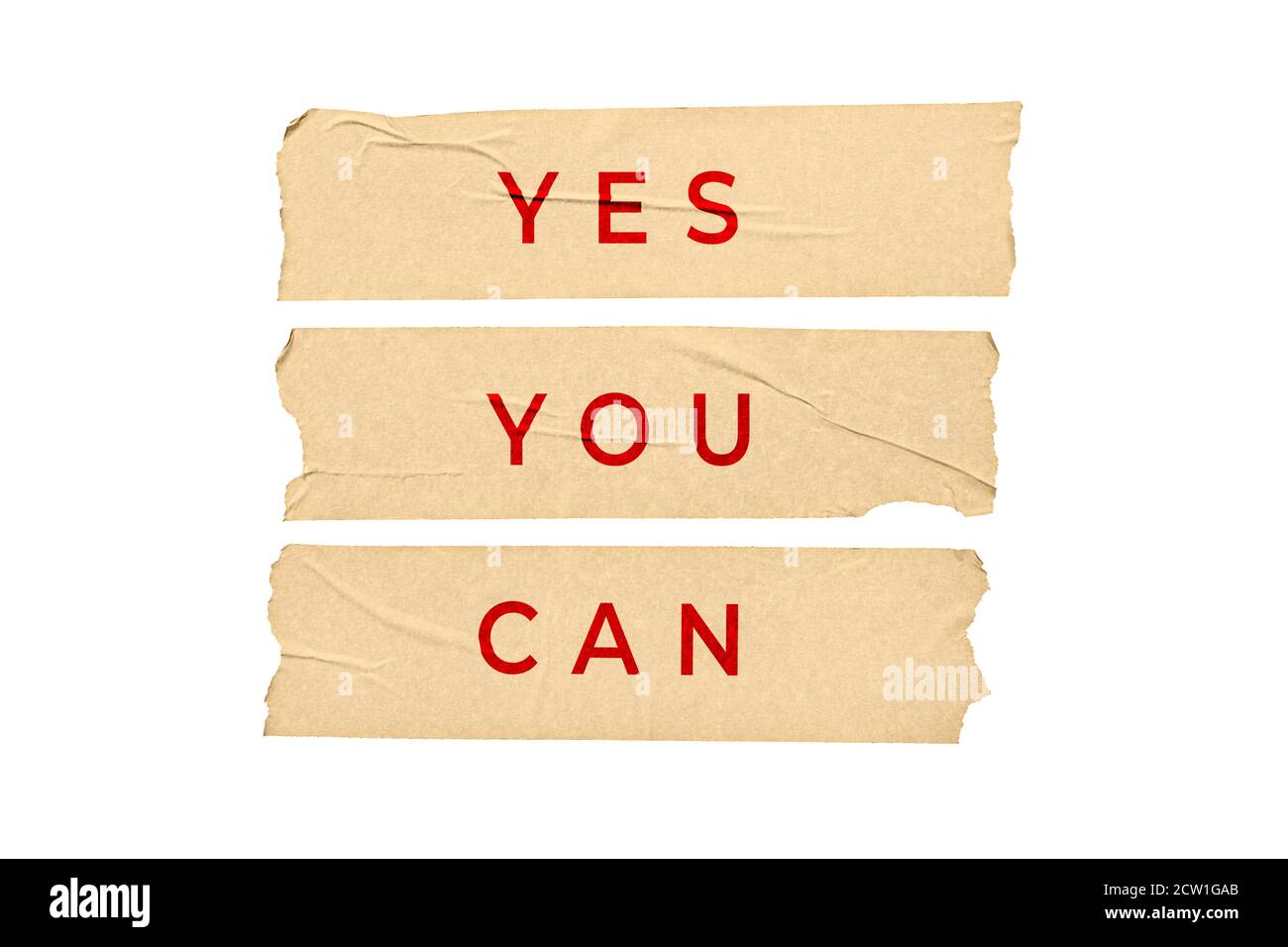 Yes you Can concept. Tape stickers with text isolated on white background Stock Photo