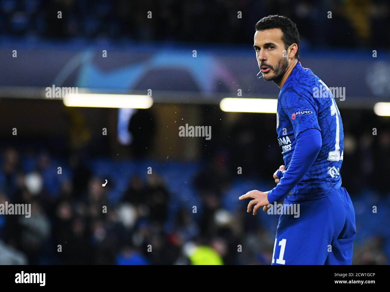 LONDON, ENGLAND - FEBRUARY 26, 2020: Pedro Eliezer Rodriguez Ledesma of Chelsea pictured during the 2019/20 UEFA Champions League Round of 16 game between Chelsea FC and Bayern Munich at Stamford Bridge. Stock Photo