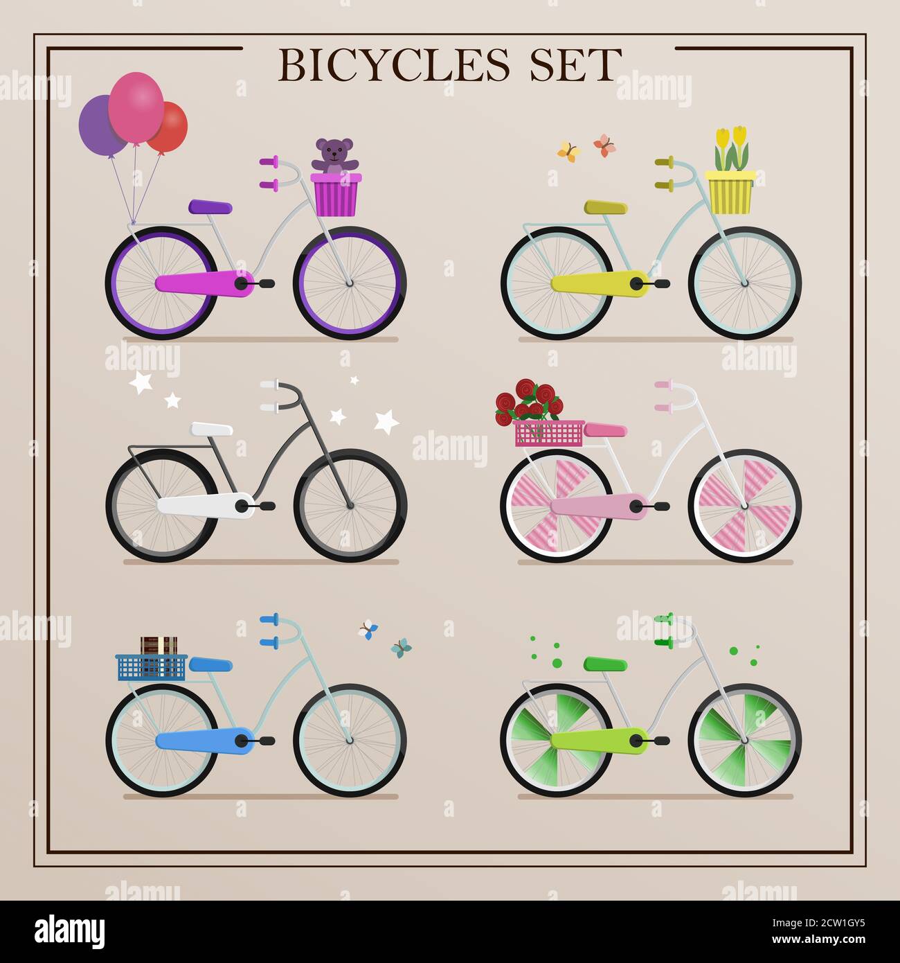 Delivery Vintage Bicycle With Basket Stock Vector Images Alamy