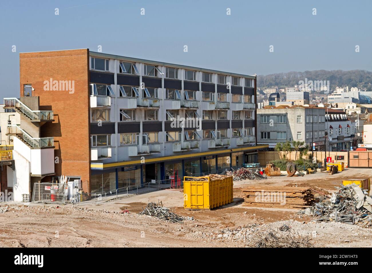 Demolition work under way at Dolphin Square in WestonsuperMare, UK on 19 February 2013