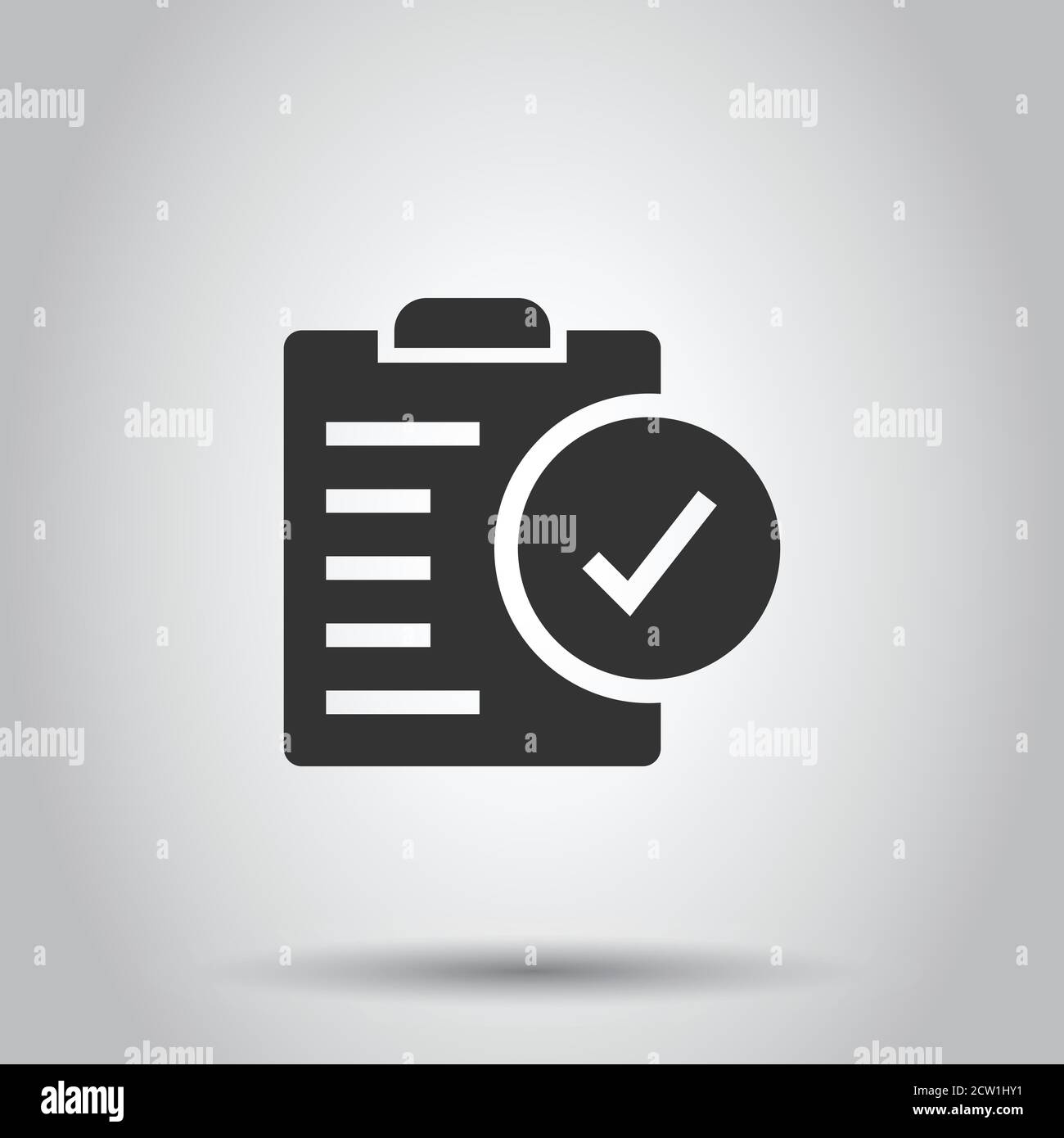 Document checkbox icon in flat style. Test vector illustration on white ...