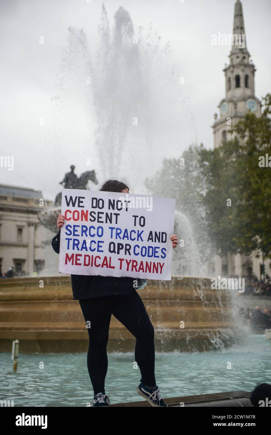 Freedom Rally, Trafalgar Square, London 26 September 2020  photo Antonio Pagano/Alamy Stock Photo