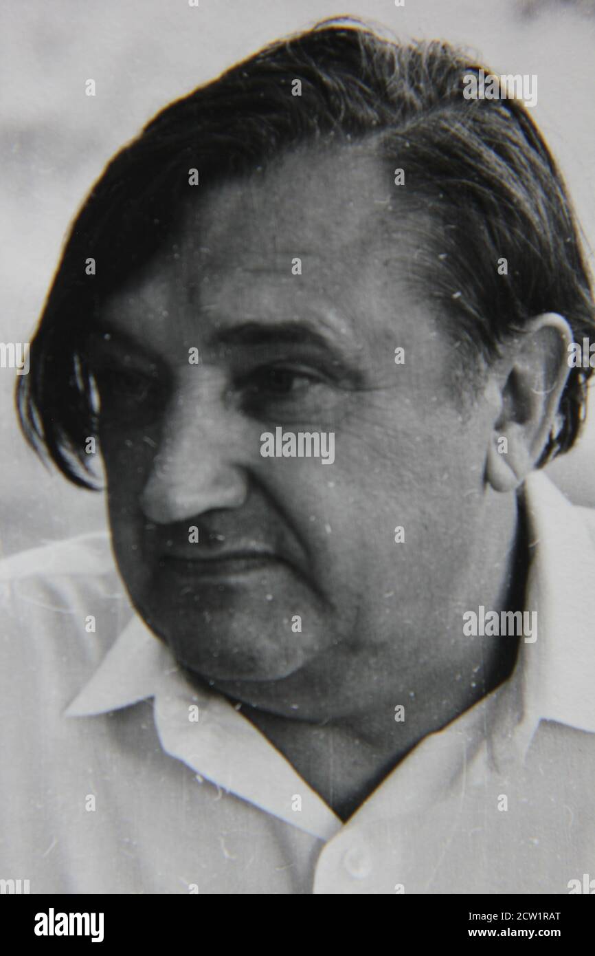 Fine 1970s vintage black and white photography of a portrait head shot ...