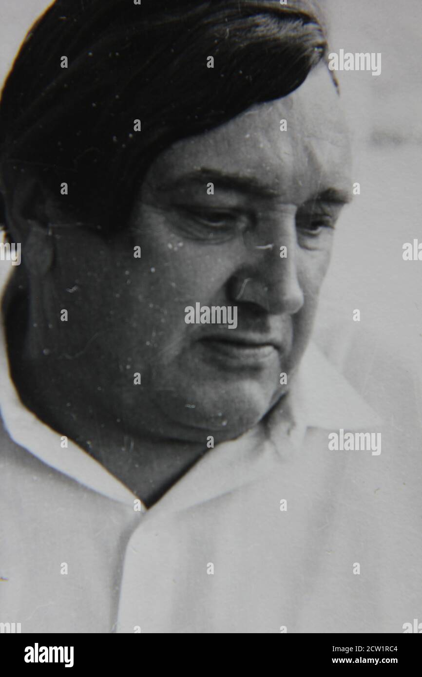 Fine 1970s vintage black and white photography of a portrait head shot ...