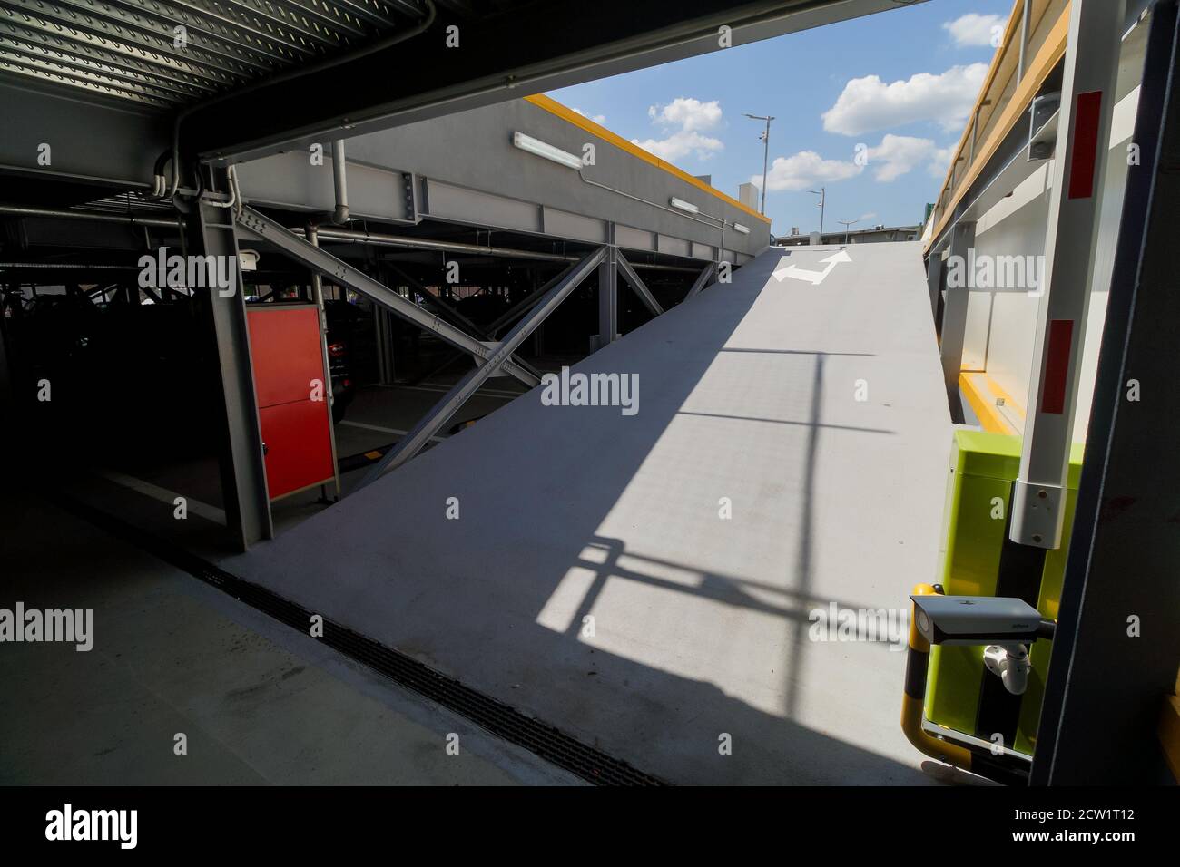 Bucharest, Romania - June 26, 2020 Multi-storey car parking inaugurated in Berceni neighborhood by Daniel Baluta, mayor of sector 4, and Gabriela Fire Stock Photo