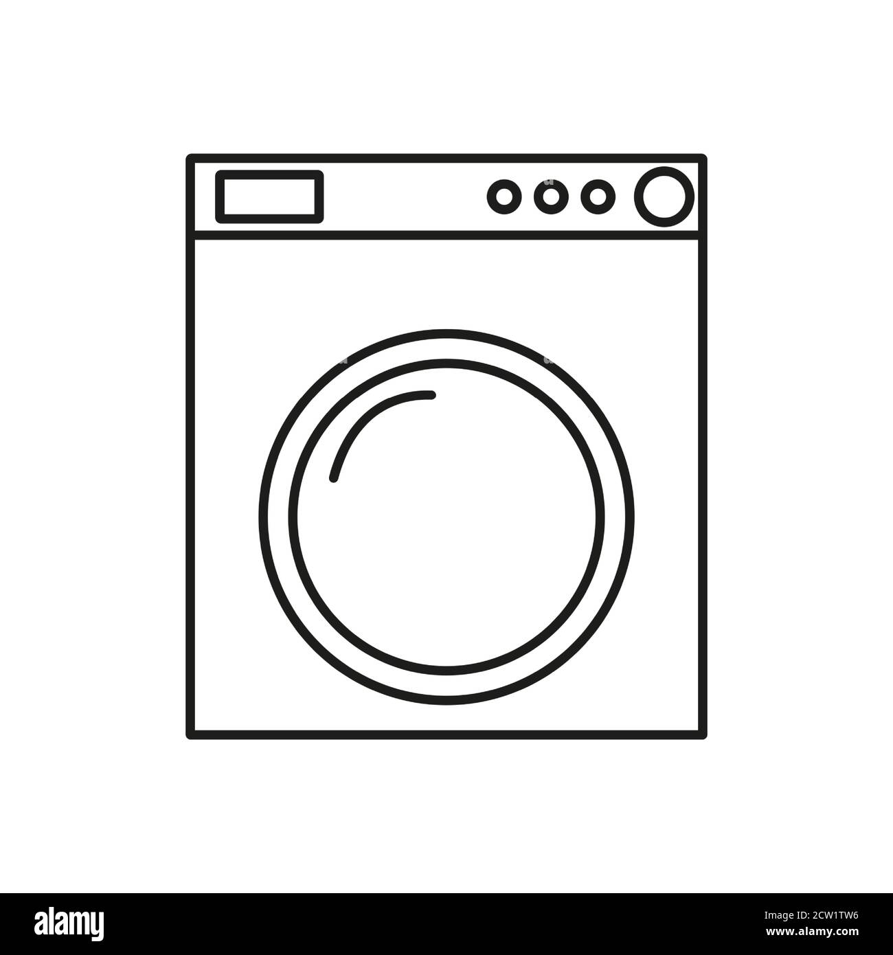 Washing machine Icon Kitchen appliances, icons, outline, black. Home electrical appliances. black flat icons with a black outline. Stock Vector