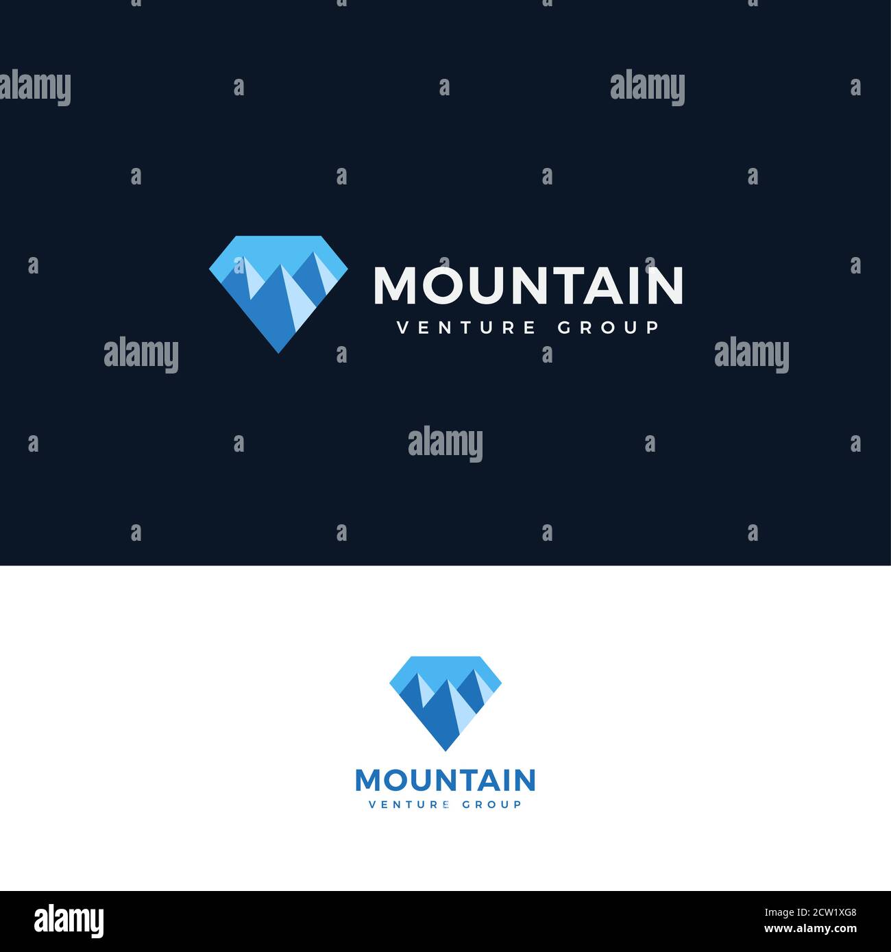 Mountain icon. Diamond shape with mountain logo concept for venture group, finance advisor, adventure and trip. Simple flat logo for easy configure Stock Vector