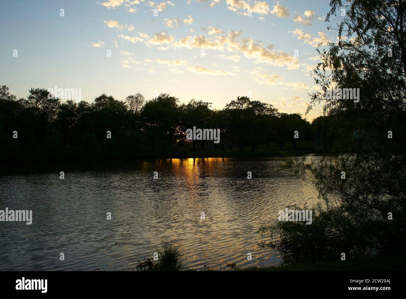 Kosciuszko Park at dusk, Milwaukee Wisconsin. Stock Photo