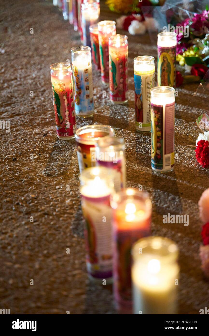 Candles left at an outdoor vigil Stock Photo Alamy