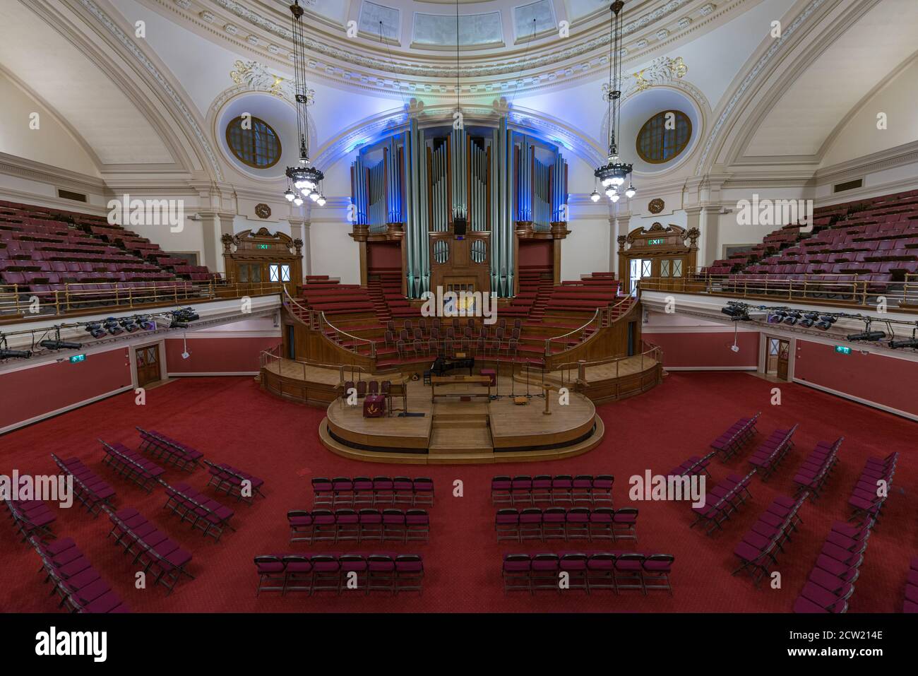 Interior of the Great Hall in the Methodist Central Hall, Westminster, London, United Kingdom Stock Photo