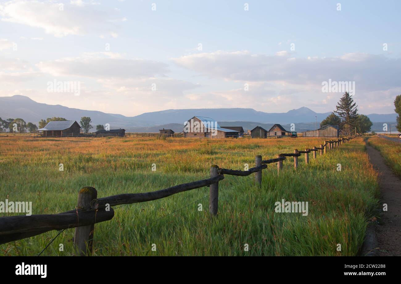 John Moulton barn and homestead, Grand Teton National Park, Wyoming, USA Stock Photo