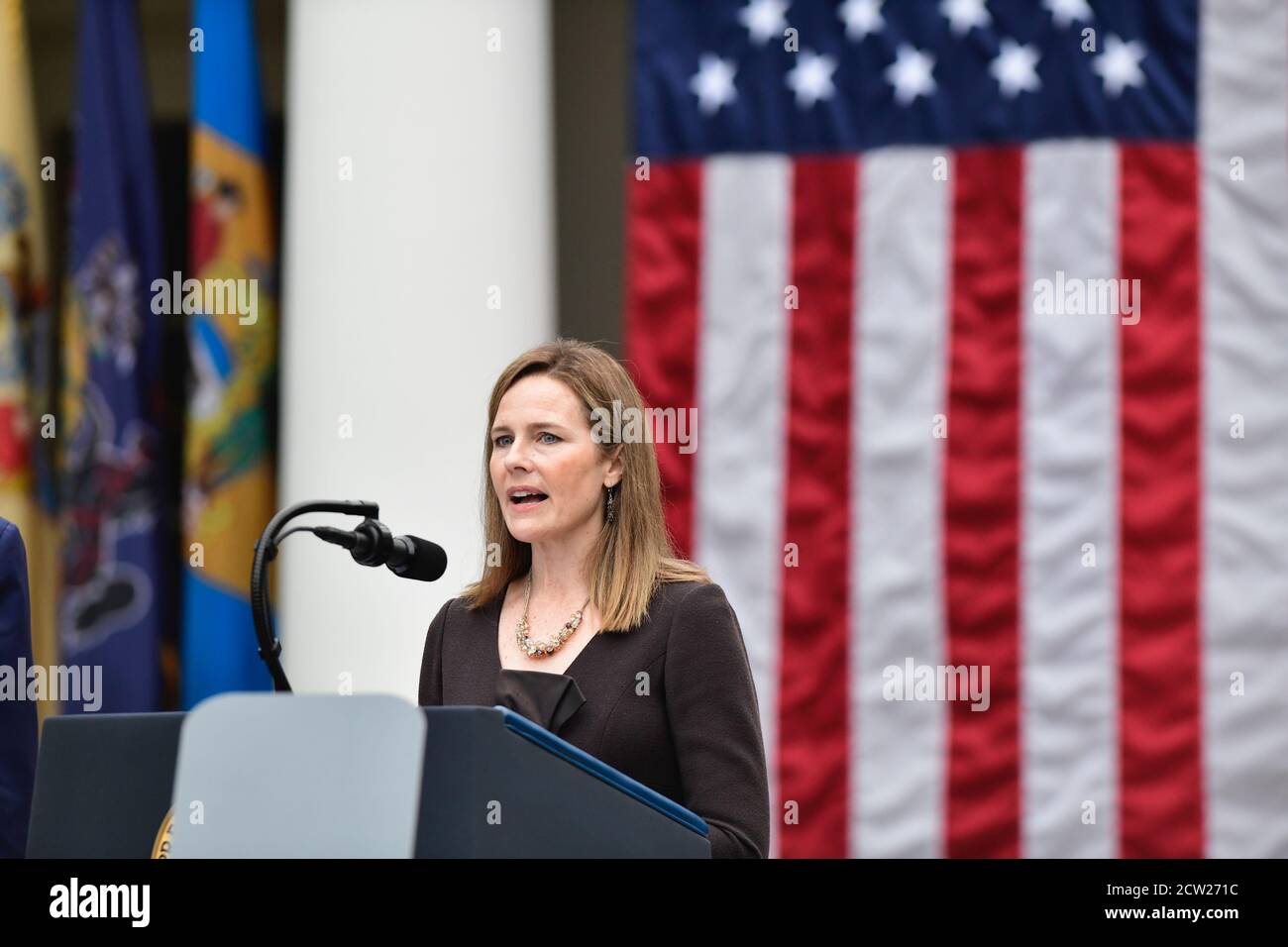 United States President Donald J. Trump nominates Amy Coney Barrett as Associate Justice of the US Supreme Court during a ceremony in the Rose Garden of the White House in Washington, DC on Saturday, September 26, 2020Credit: Rod Lamkey/CNP /MediaPunch Stock Photo