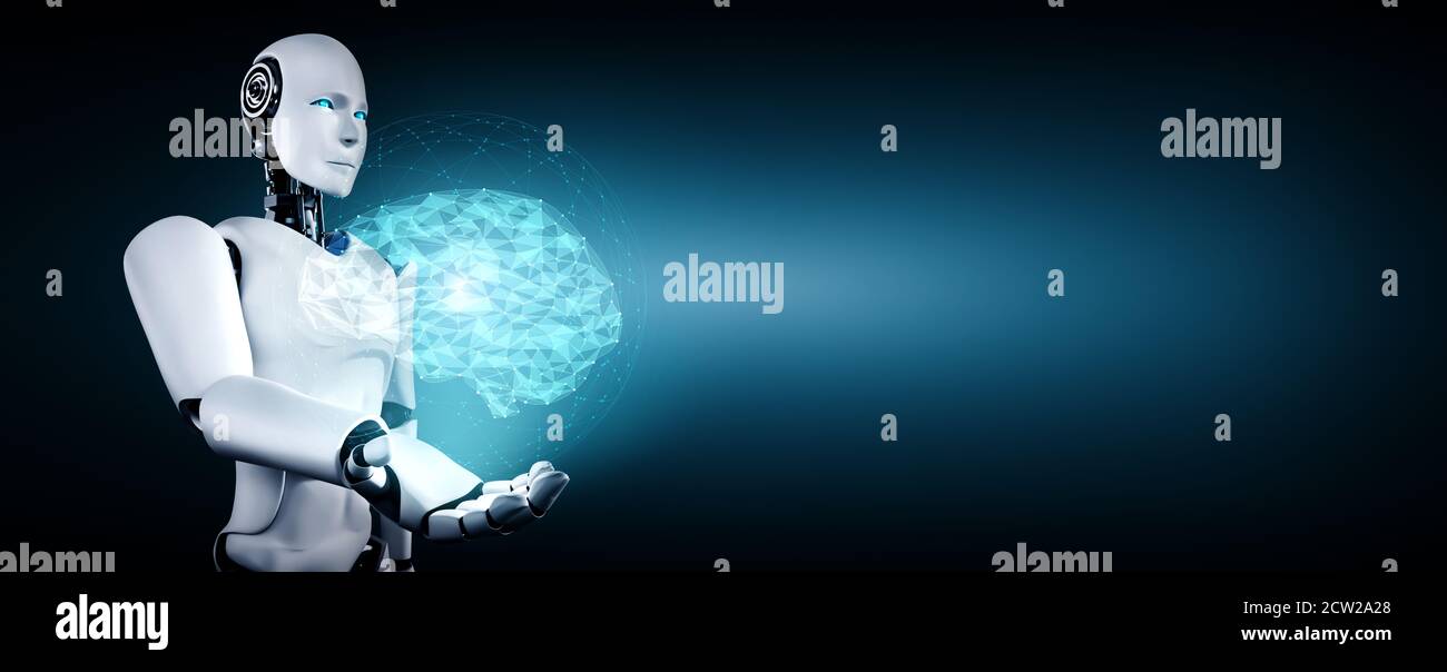 https://c8.alamy.com/comp/2CW2A28/ai-humanoid-robot-holding-virtual-hologram-screen-showing-concept-of-ai-brain-and-artificial-intelligence-thinking-by-machine-learning-process-3d-2CW2A28.jpg
