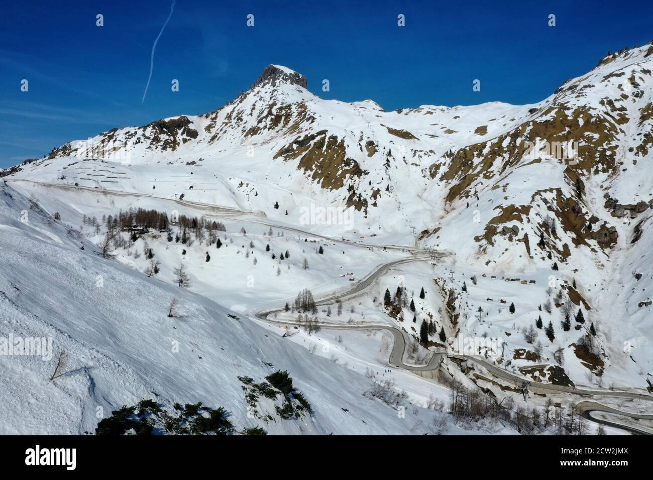 aerial snow covered mountain peaks in alps at winter Stock Photo - Alamy
