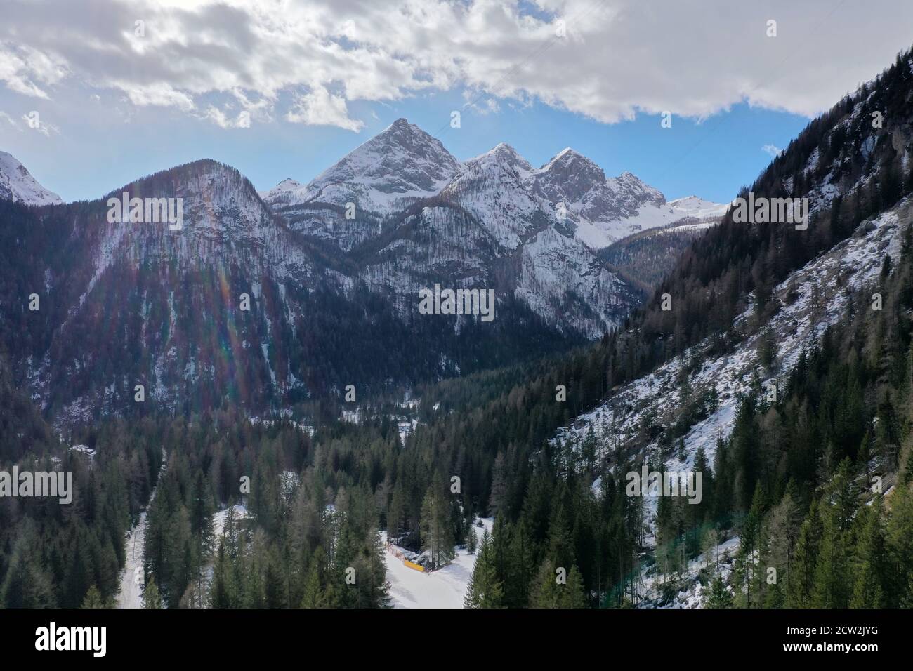 aerial snow covered mountain peaks in alps at winter Stock Photo - Alamy