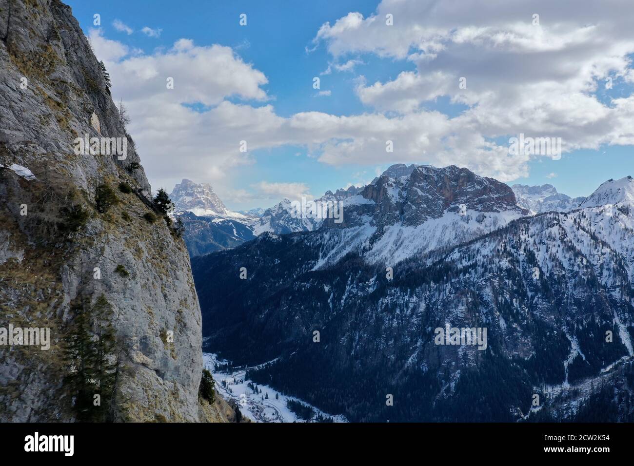 aerial snow covered mountain peaks in alps at winter Stock Photo - Alamy