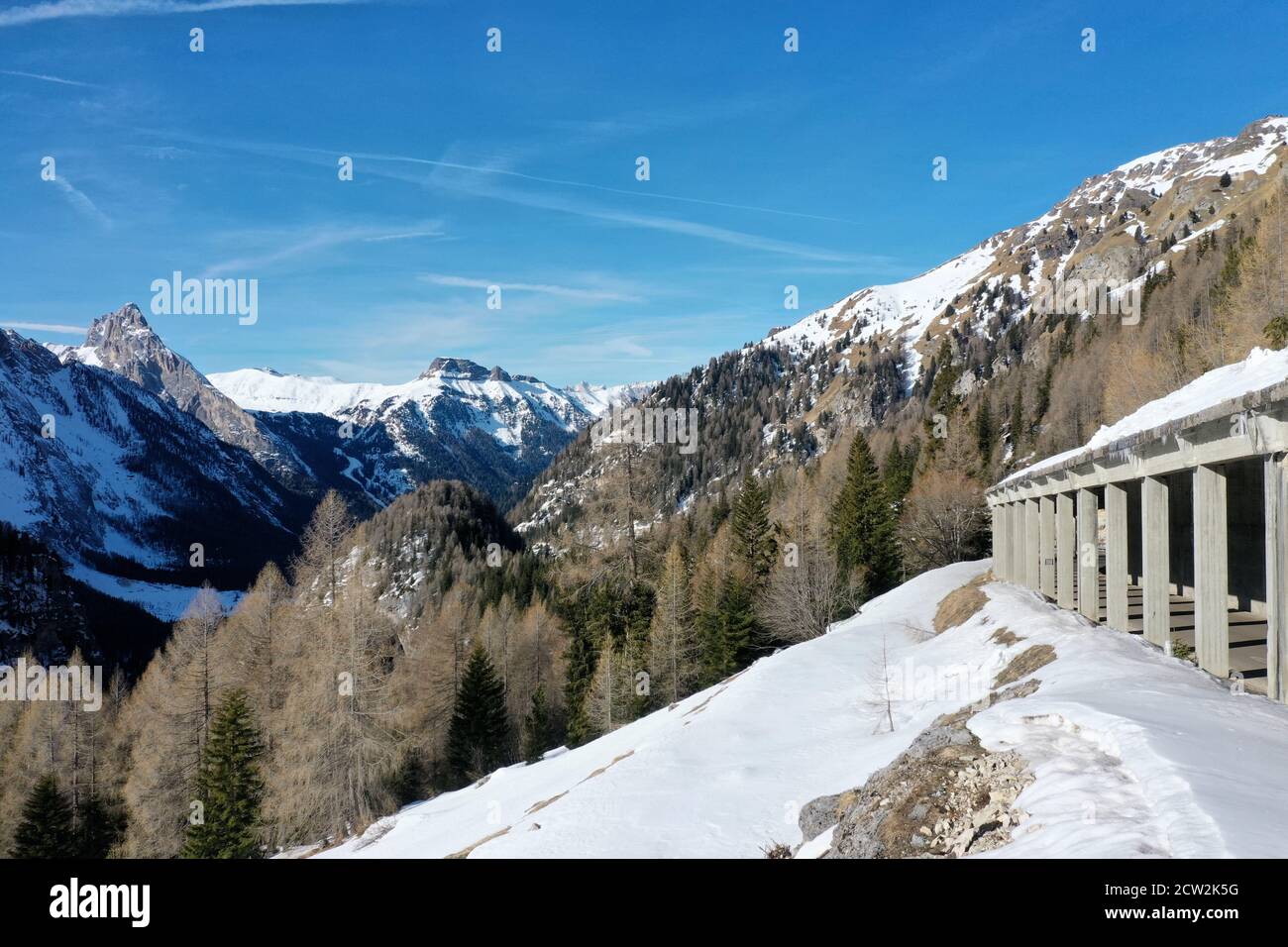 aerial snow covered mountain peaks in alps at winter Stock Photo - Alamy