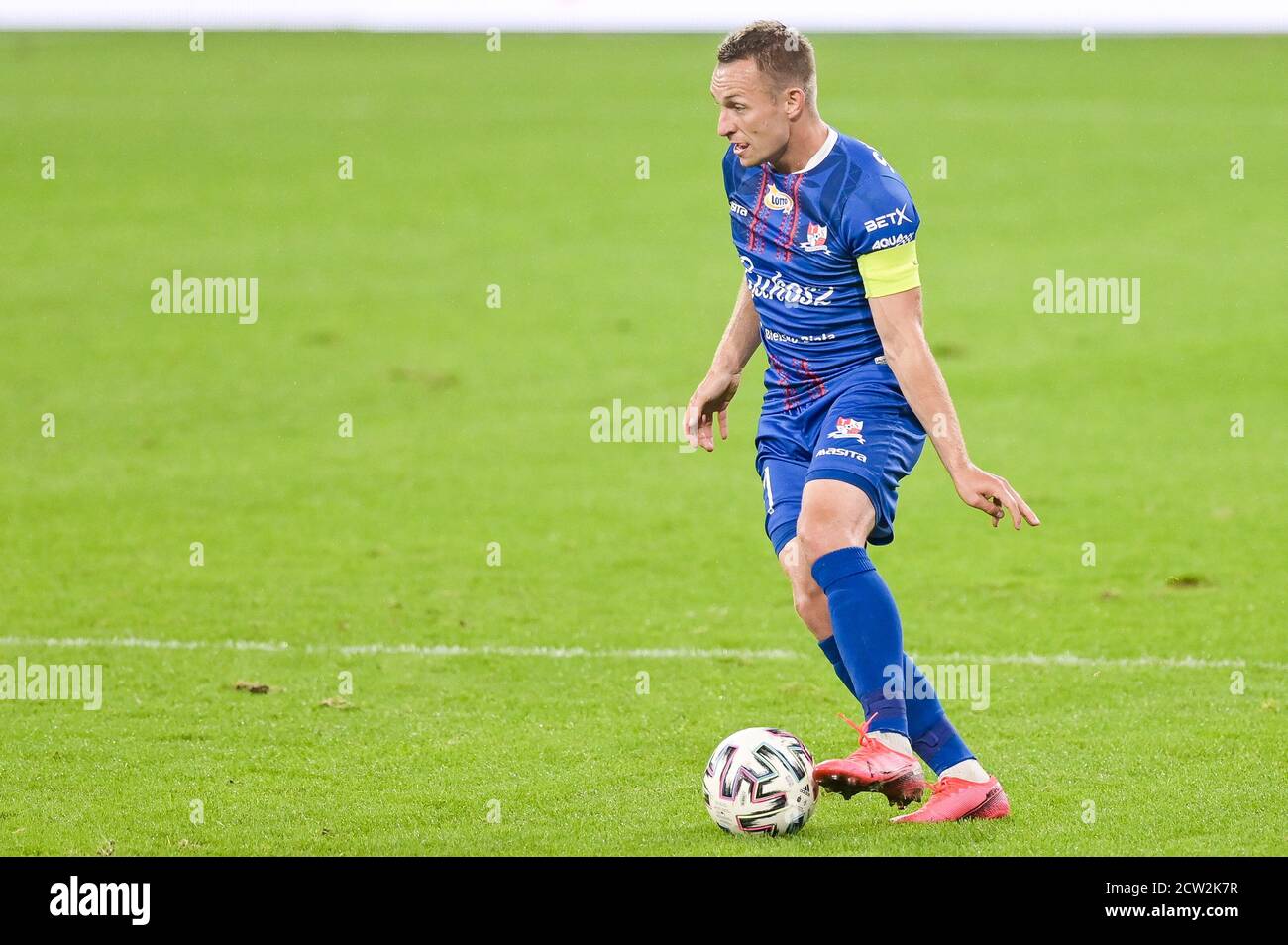 Gdansk, Poland. 26th Sep, 2020. Lukasz Sierpina of Podbeskidzie seen in  action during the Polish Ekstraklasa match between Lechia Gdansk and TS  Podbeskidzie Bielsko Biala.(Final score; Lechia Gdansk 4:0 TS Podbeskidzie  Bielsko