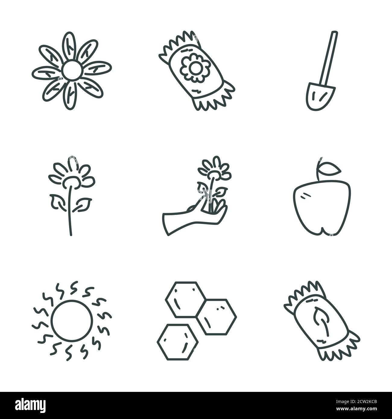 garden line style icons collection design, Gardening planting and ...