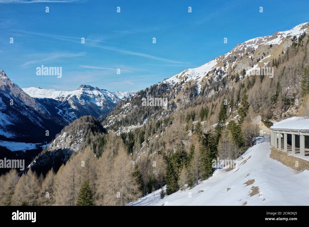 aerial snow covered mountain peaks in alps at winter Stock Photo - Alamy