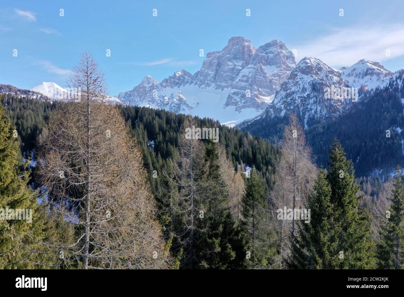 aerial snow covered mountain peaks in alps at winter Stock Photo - Alamy