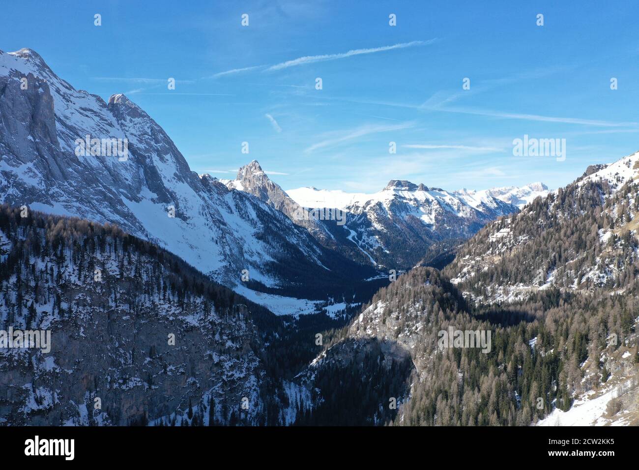 aerial snow covered mountain peaks in alps at winter Stock Photo - Alamy