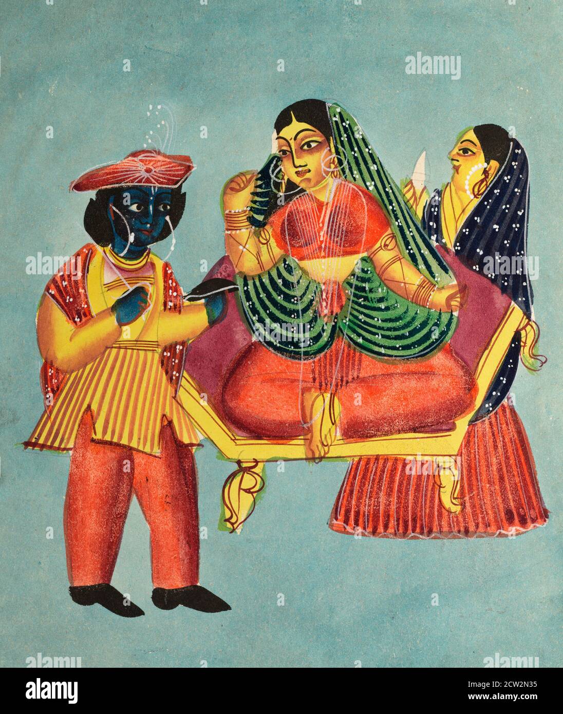 Rai Raja, 1800s. India, Calcutta, Kalighat painting Stock Photo