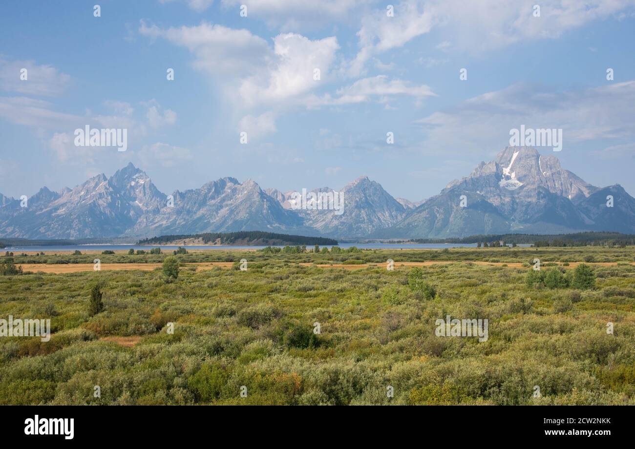 View of the Grand Tetons National Park, Wyoming, USA Stock Photo