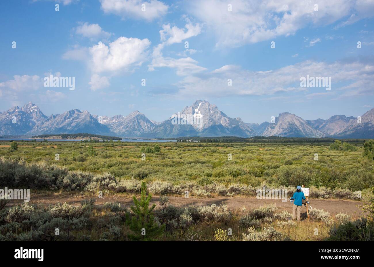 Artist in the Grand Tetons National Park, Wyoming, USA Stock Photo