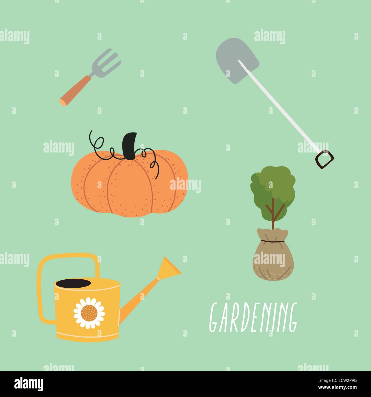 gardening tools icon set design, garden planting and nature theme ...