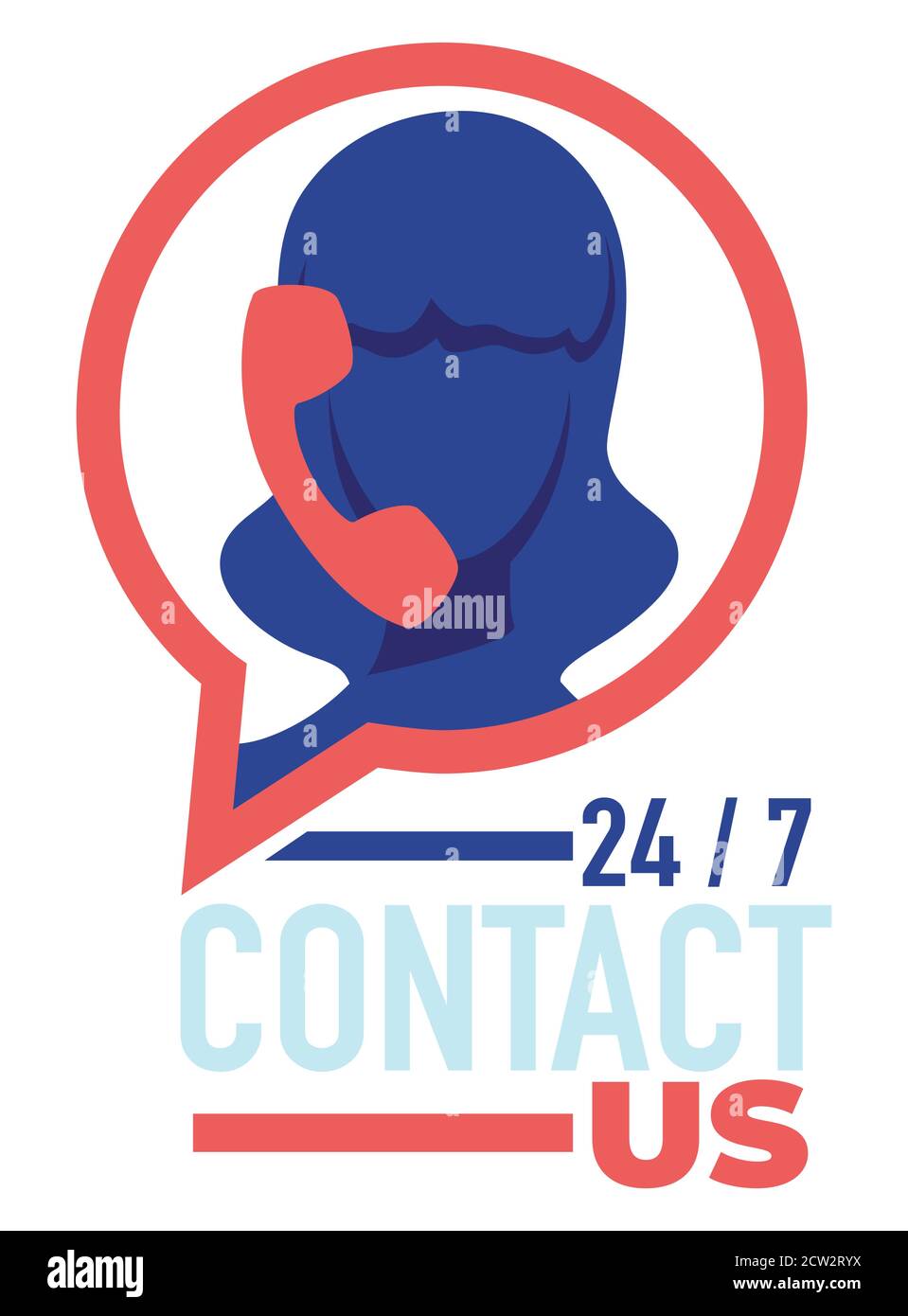 Contact us 24 7 around clock, support call center vector Stock Vector