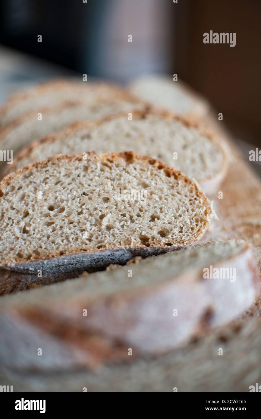 slices of rustic rye bread Stock Photo Alamy