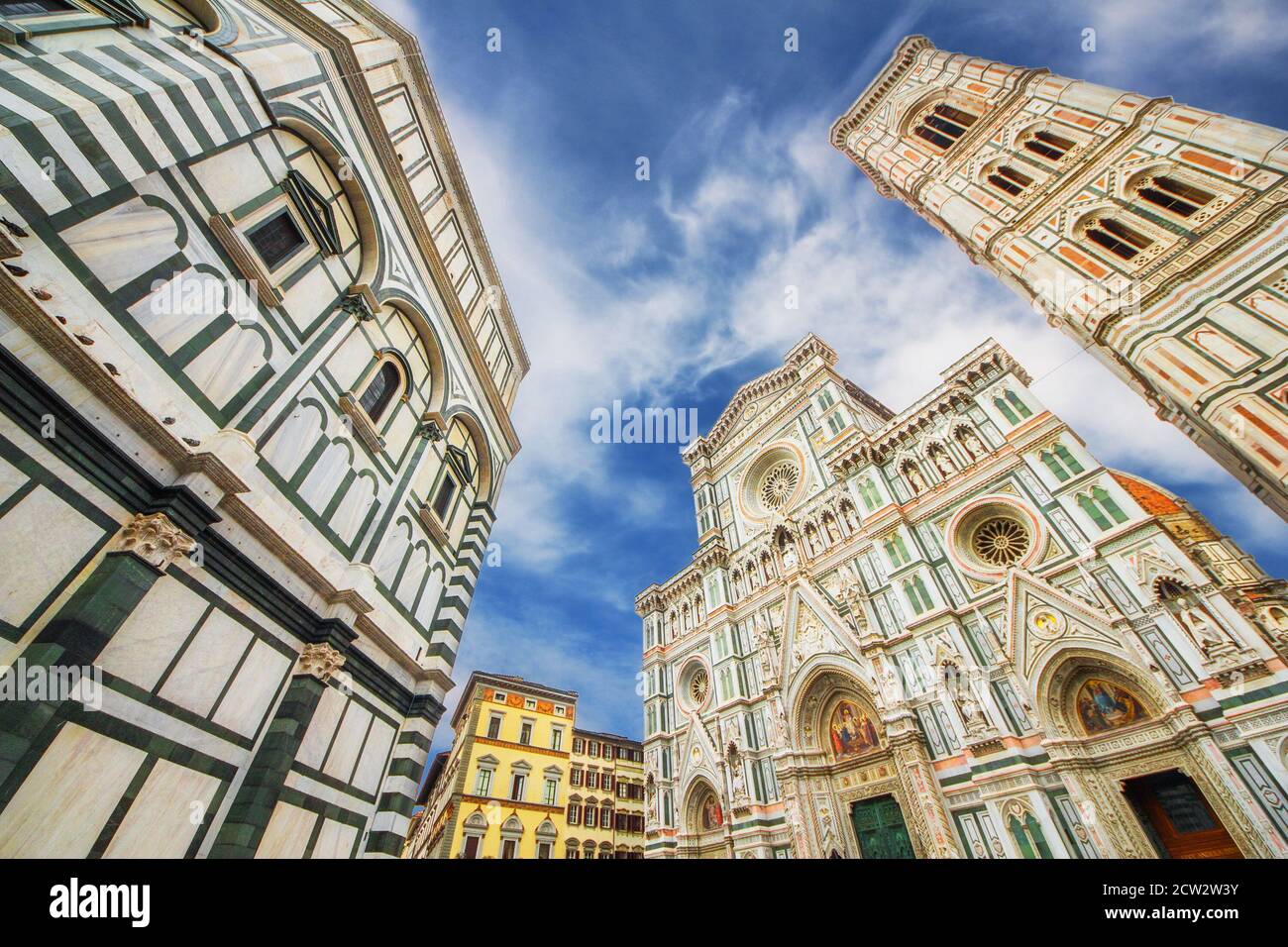 The Basilica di Santa Maria del Fiore (Basilica of Saint Mary of the Flower) and Giotto's Campanile, Florence, Italy Stock Photo