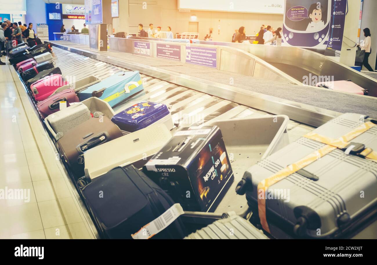 BANGKOK-THAILAND, March 11 - 2019 suvarnabhumi airport Luggage on the ...