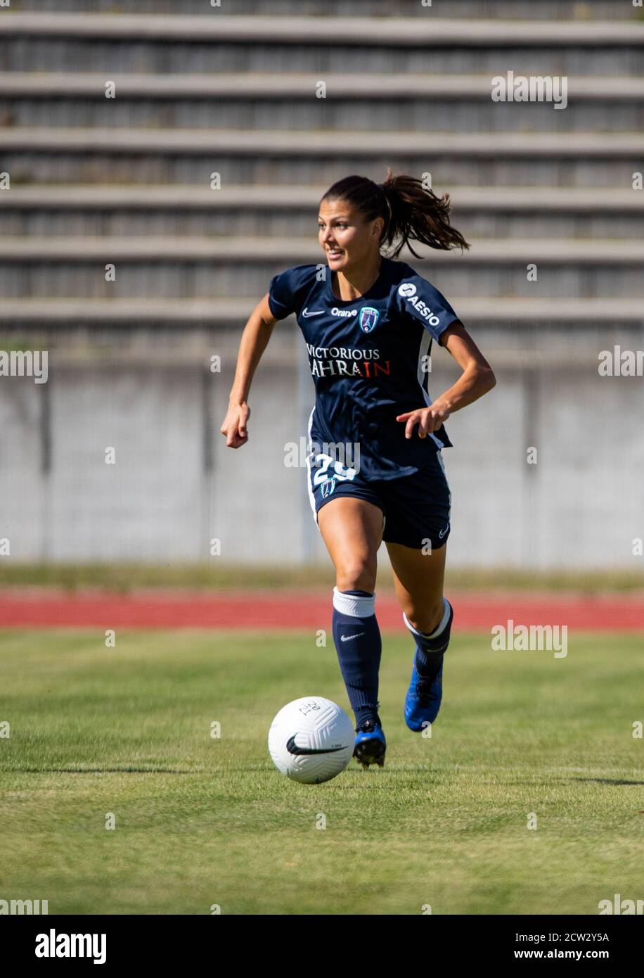 Claire Savin of Paris FC controls the ball during the Women's French championship D1 Arkema football match between Paris FC and Le Havre AC on Septemb Stock Photo