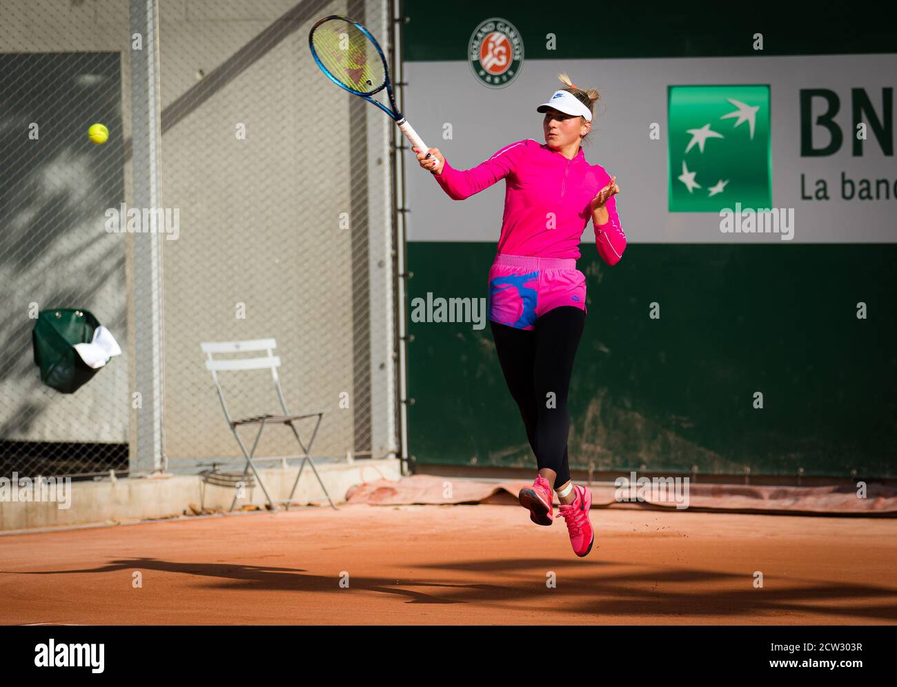 Marta Kostyuk of the Ukraine during her final qualifications match at