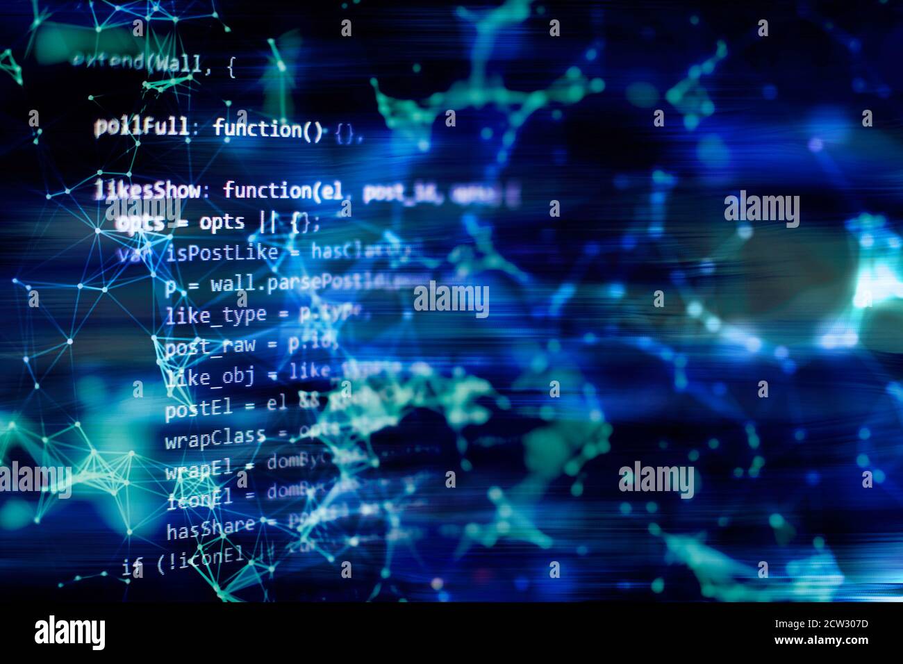 Running Computer data / WWW programming. Web programming functions on laptop on laptop. IT business. Python code computer screen. Mobile application d Stock Photo