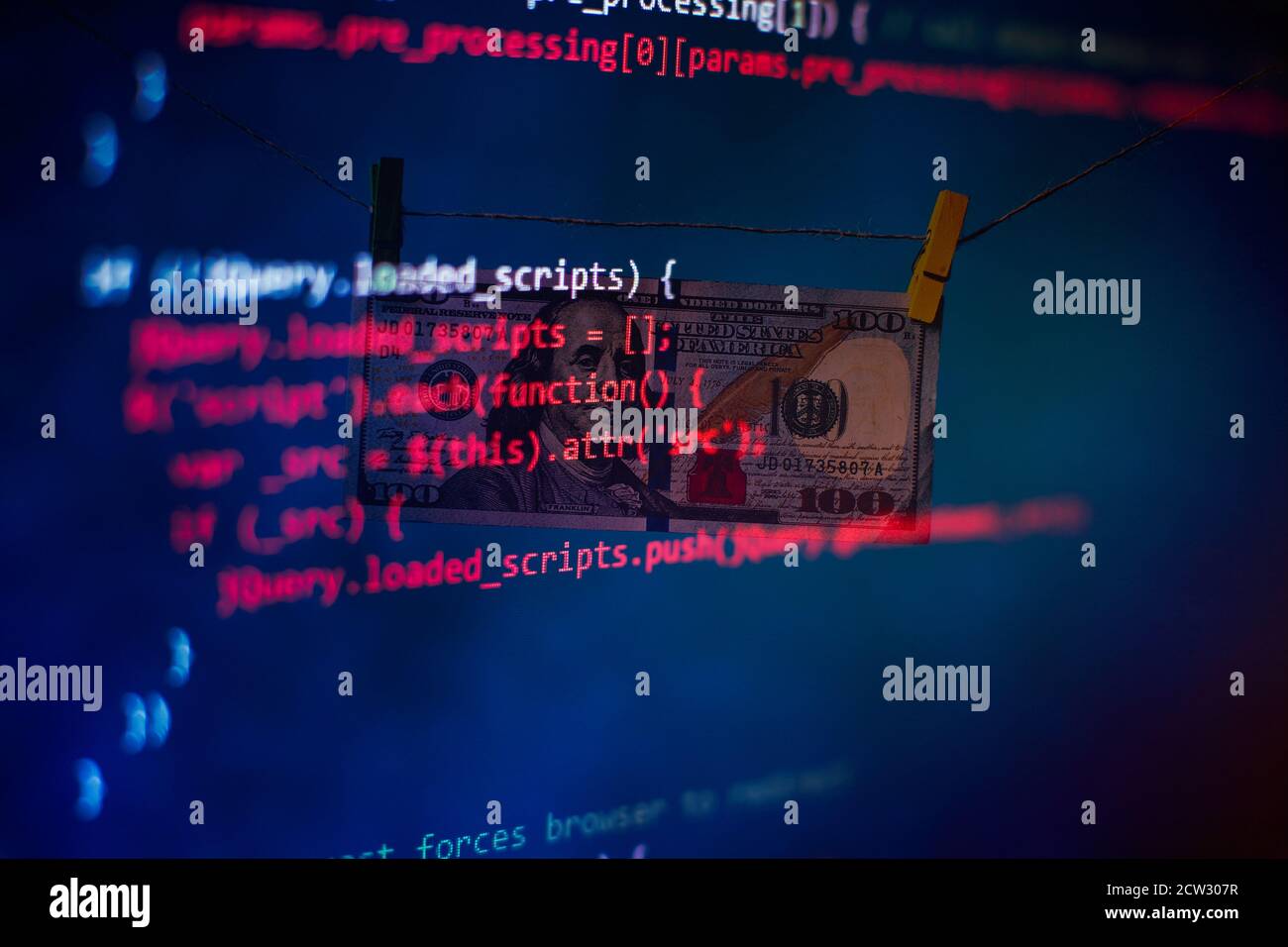 Running Computer data / WWW programming. Web programming functions on laptop on laptop. IT business. Python code computer screen. Mobile application d Stock Photo