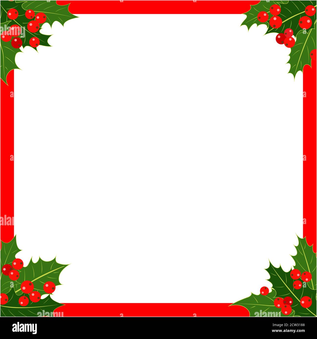 Christmas decorative frame background with Holly leaves with copy space ...