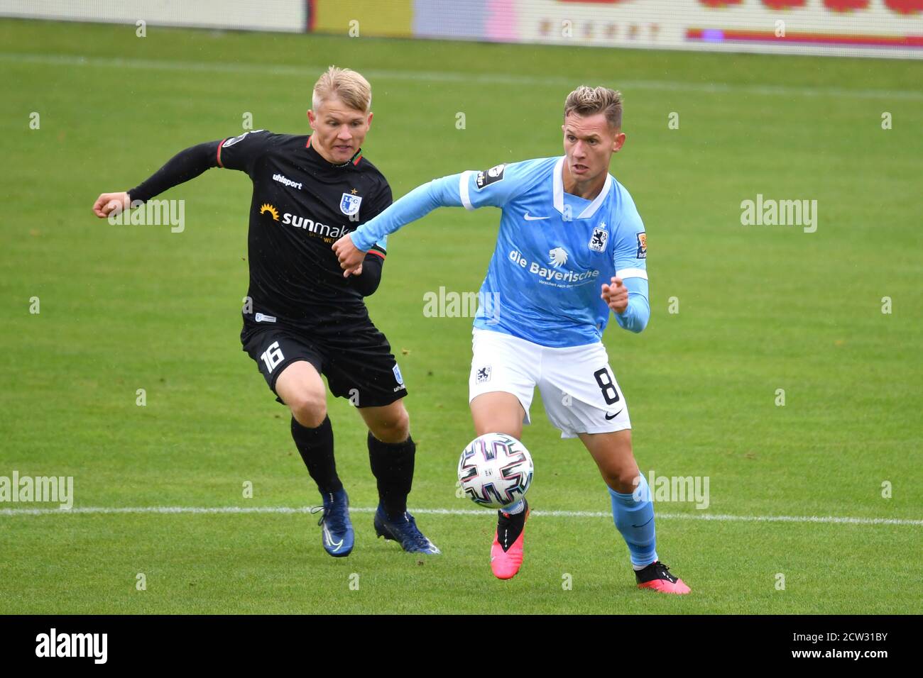 on the ground: Marco Hiller, goalwart (Munich 1860), Ayguen YLDIRIM (Verl)  after duels, action, Stock Photo, Picture And Rights Managed Image. Pic.  PAH-141549900