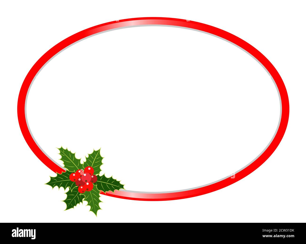 Christmas oval frame with Holly berries for your design and text Stock ...