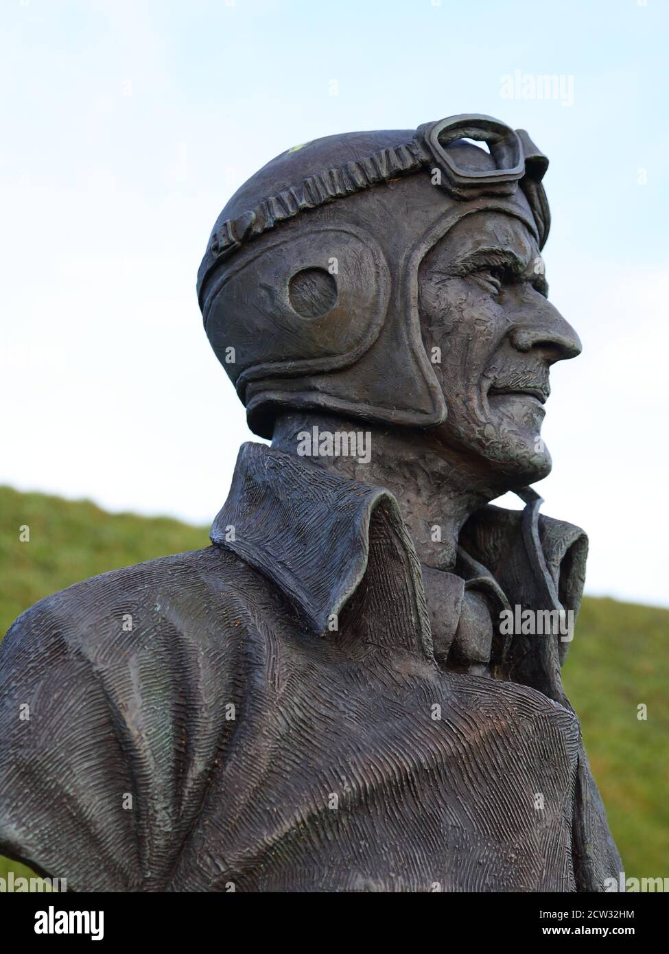 Bust of Air Chief Marshal Sir Keith Park at the Battle of Britain War Memorial in Capel le Ferne, Kent, UK Stock Photo