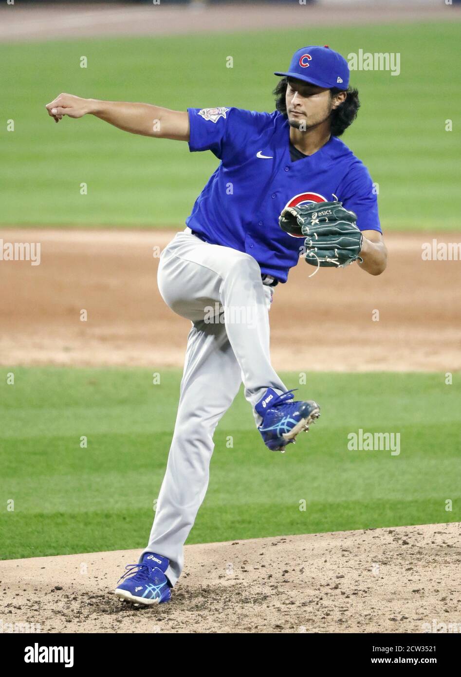 Yu Darvish of the Chicago Cubs pitches during a game against the ...