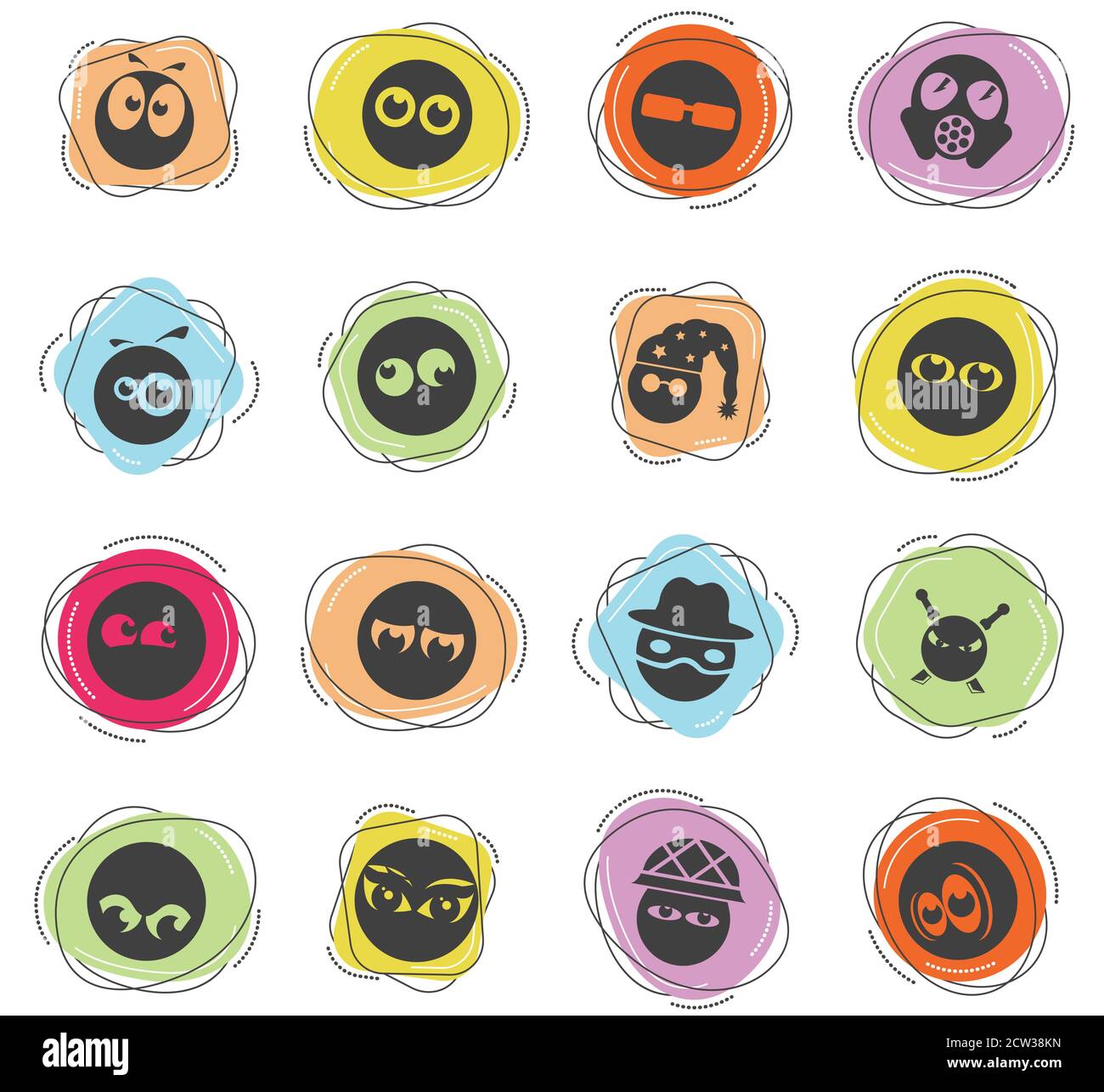 Emotions and glances icons Stock Vector