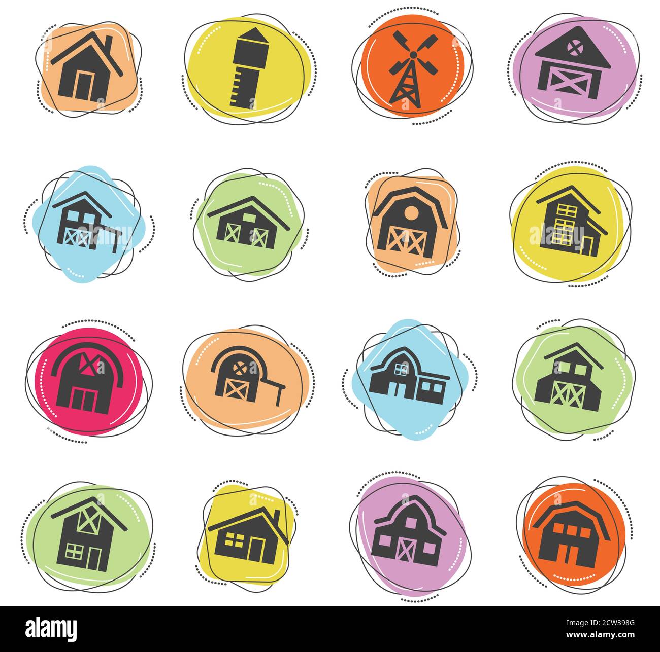farm building icon set Stock Vector Image & Art - Alamy