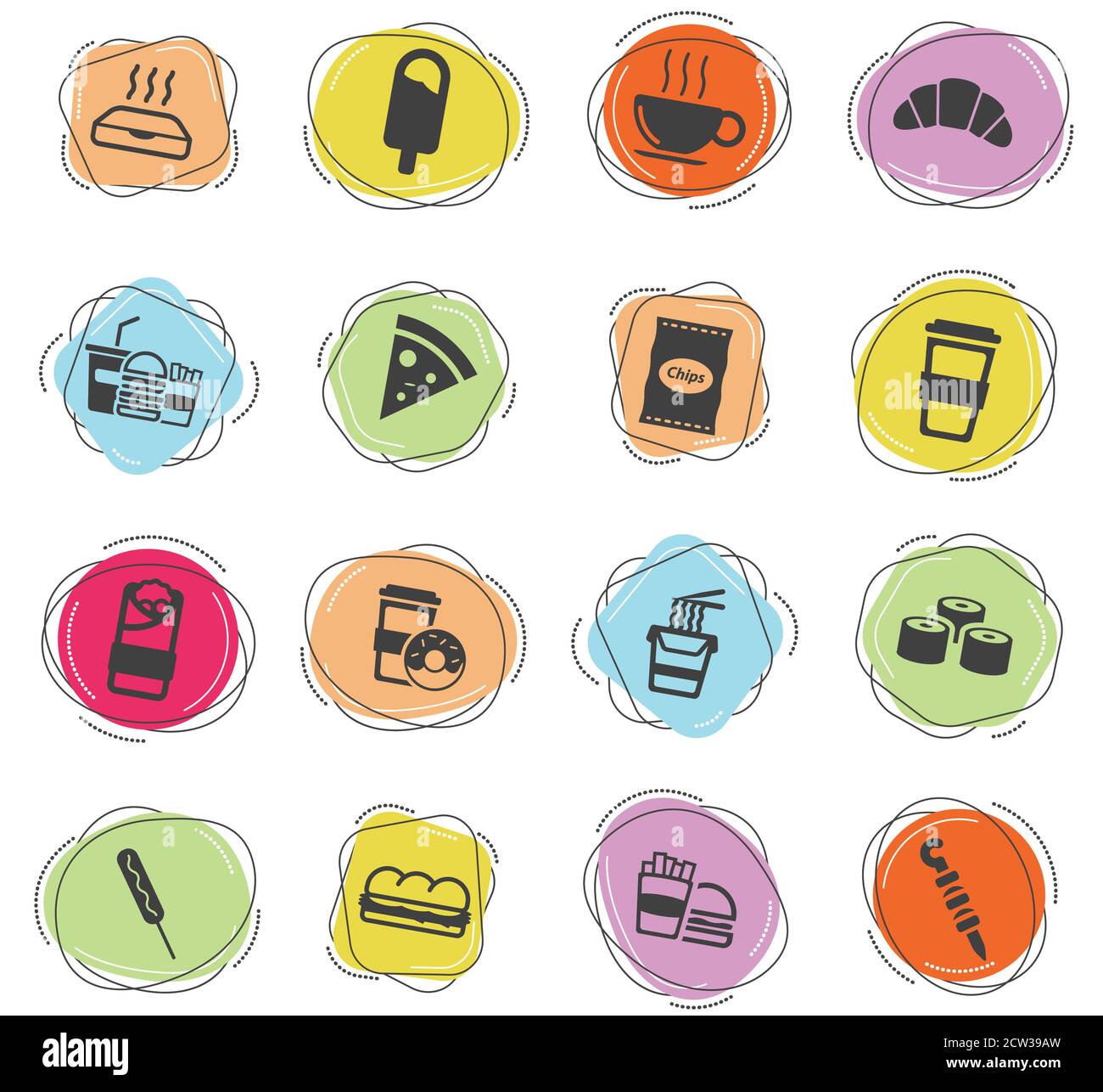 Fast food simply icons Stock Vector Image & Art - Alamy