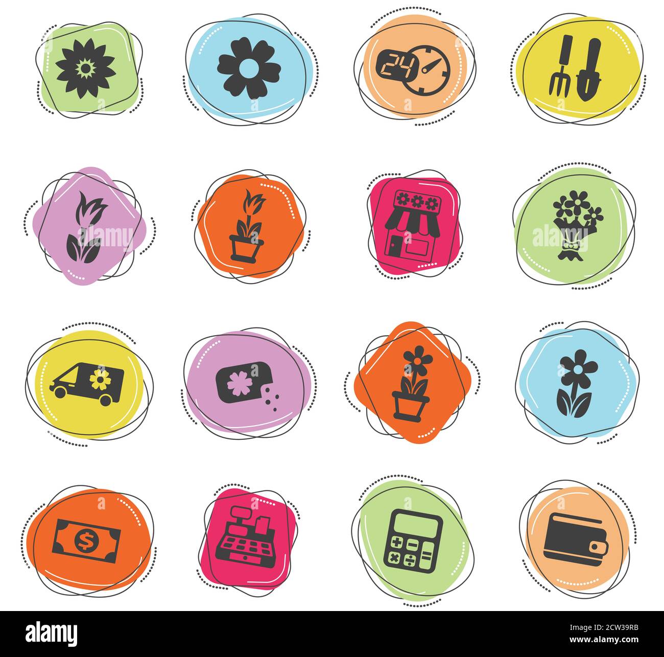 flower shop icon set Stock Vector Image & Art - Alamy