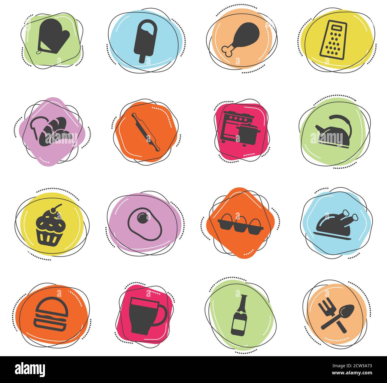 Food and kitchen simply icons Stock Vector