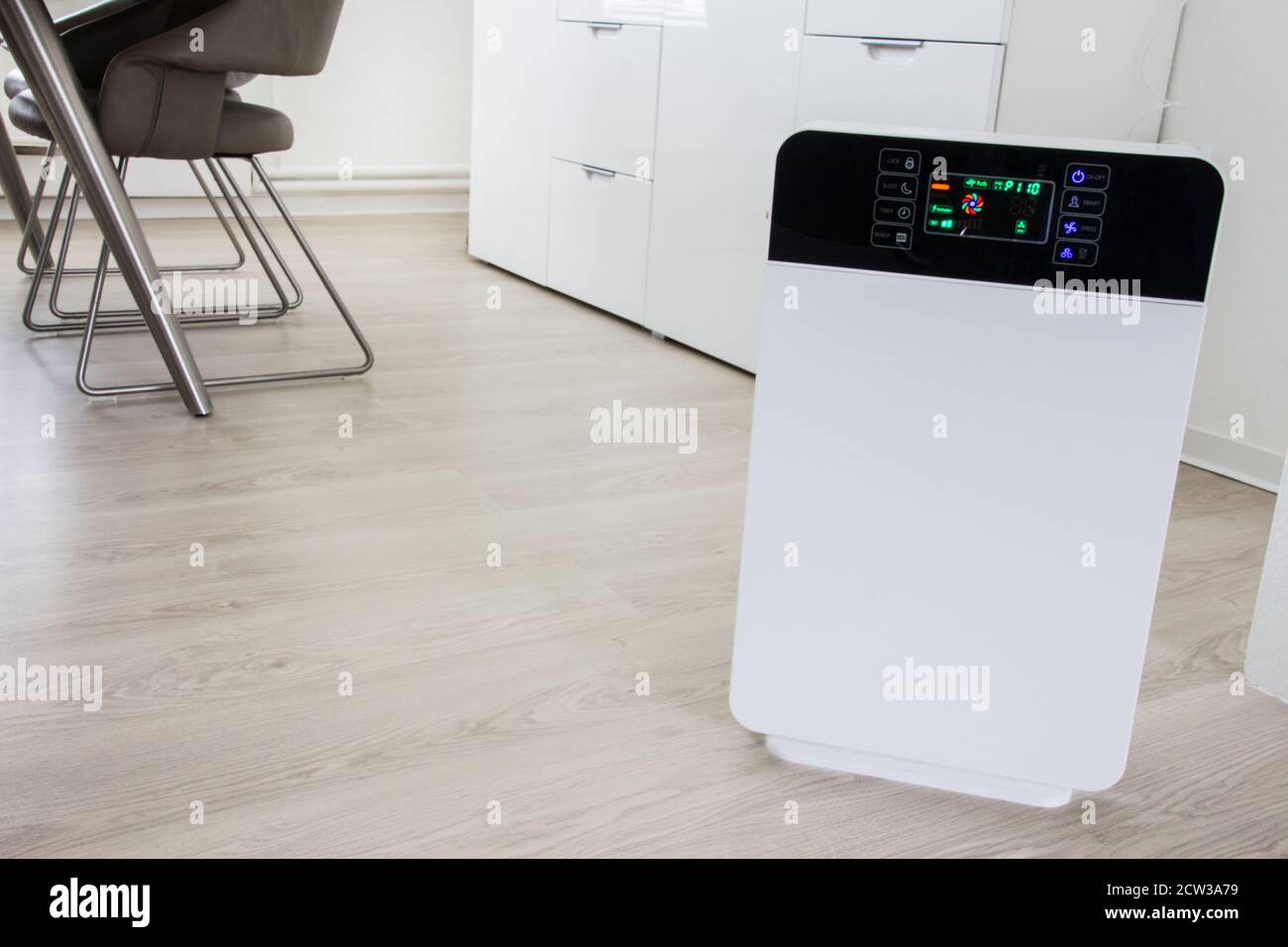 Air purifier in a living room with hepa filter Stock Photo