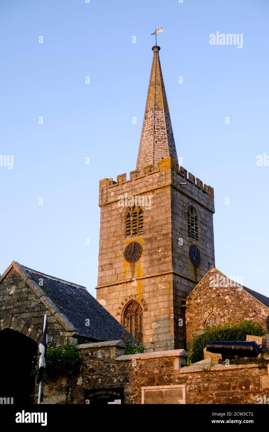 St Keverne, a small town on the east of the Lizard Peninsula, cornwall, UK. the church of St Akeveranus Stock Photo
